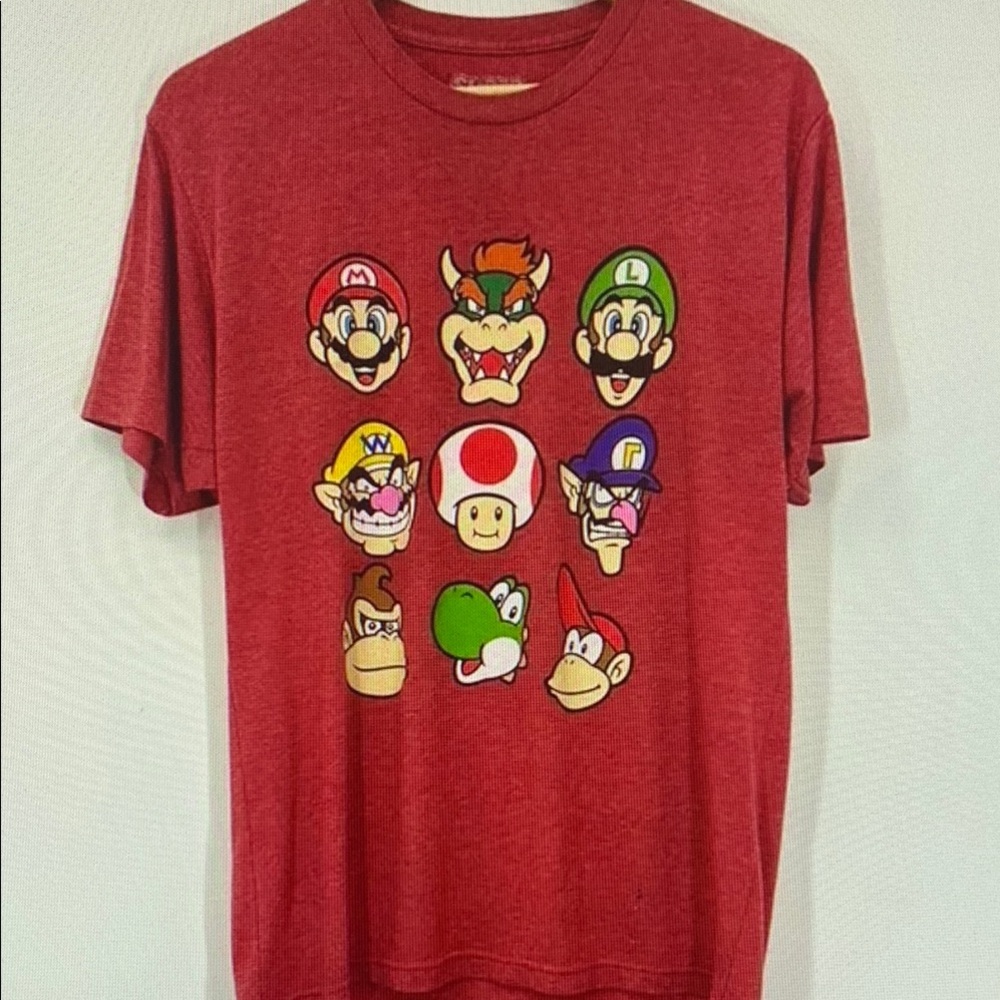 Red Graphic T-Shirt with Cartoon Characters